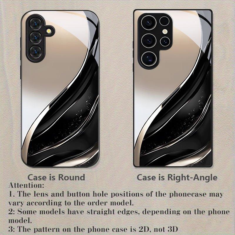 Minimal stromlinienförmiges Design schwarze Glas-Handyhülle für Samsung Galaxy S26 S25 S24 S23 S22 S21 S20 fe/plus/Ultra sturzsicher