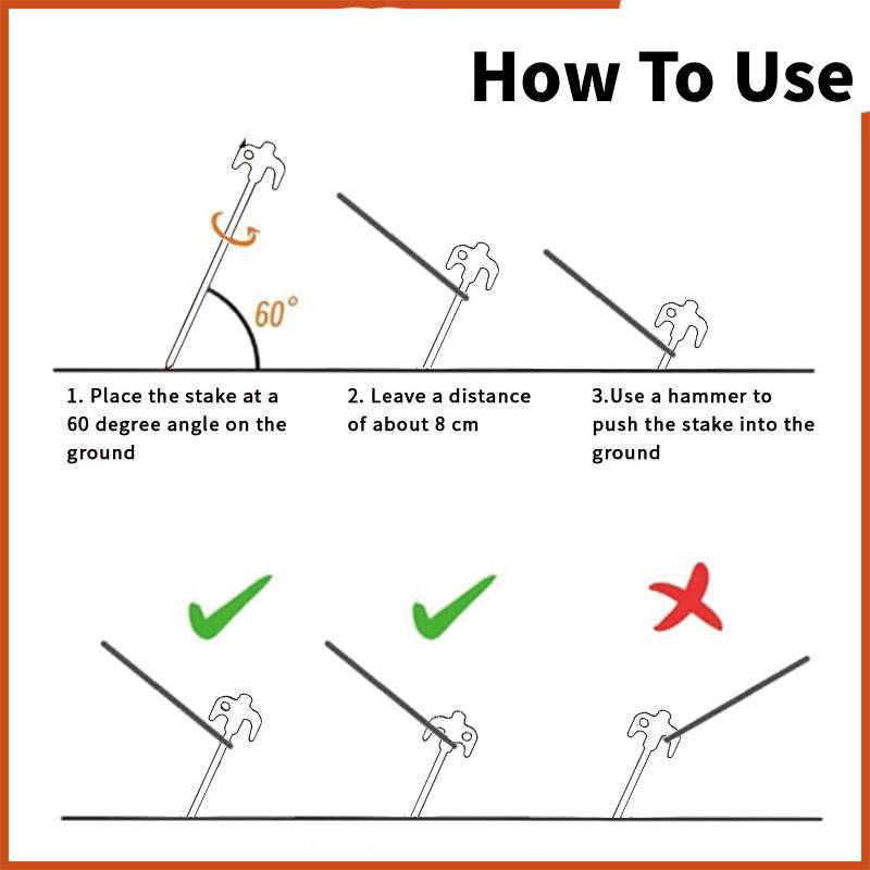 Fluorescent Tent Stakes With Led Nails For Camping Tents And Outdoor Camping Equipment