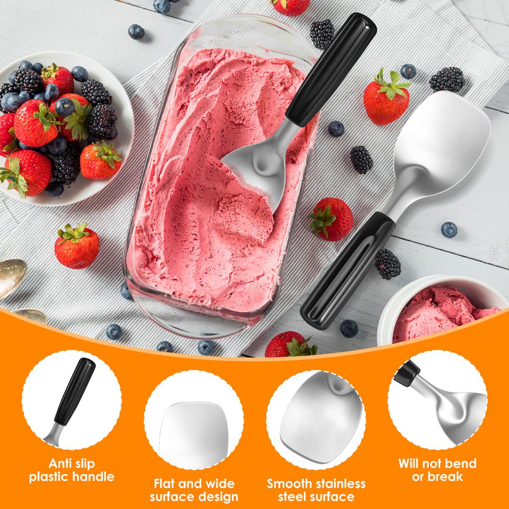 4 Pcs Ice Cream Scoop Stainless Steel Flat Ice Cream Paddle with Non Slip Handle Dishwasher Safe for Ice-Cream Kitchen Tools