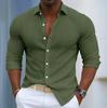 Men S Casual Solid Color Long Sleeve Button Down Collar Shirt