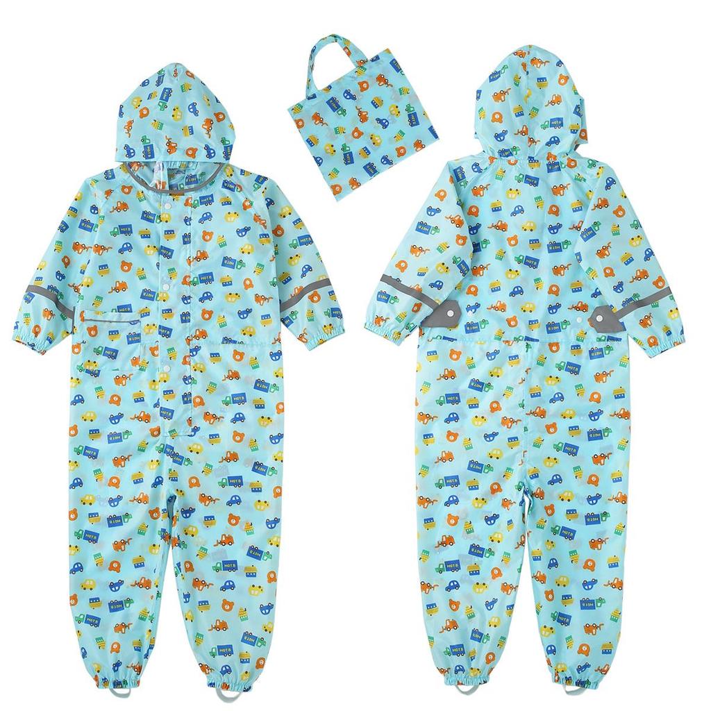 Children's 3D Cartoon Rain Poncho with Reflective Strips - Boys, Girls, Toddlers, Kindergarteners
