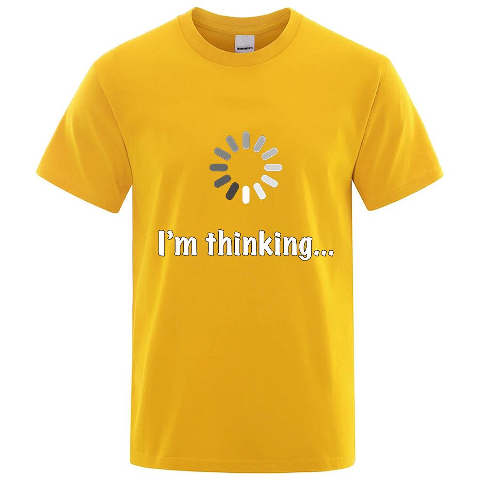 Im Thinking Funny 100 Pure Cotton Summer Highend Brand Unisexs Round Neck Fashionable Style Half Sleeved Breathable Tshirt