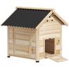 Casă din Lemn pentru Rațe cu Uși Duble, Acoperiș Deschis, Găuri de Ventilație, Bază Detașabilă, Finisaj Lemn Natural