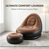 2Pcs Inflatable Chaise Lounge Portable Recliner Sofa with Footstool Outdoor Camping Garden Leisure Ottoman Chair