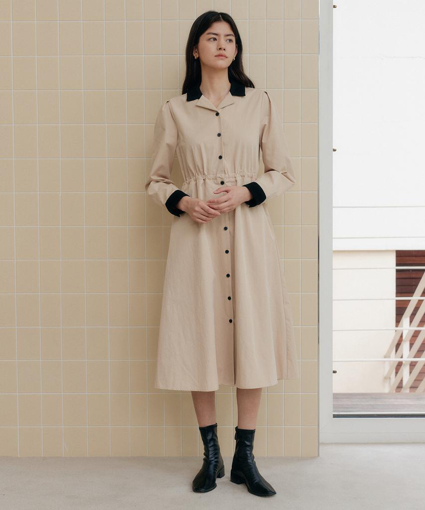 YUPPE Tweed Collar Onepiece_Beige