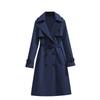 Women's Double Breasted Long Trench Coat with Tie Belt and Cuff Straps