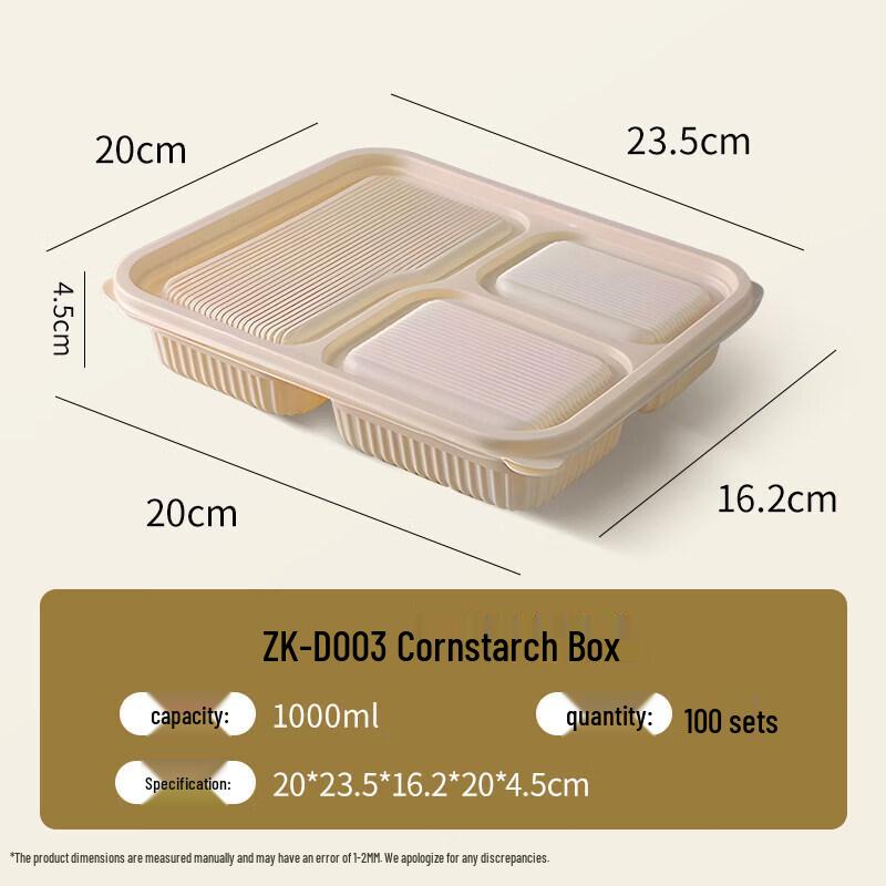

Eco-Friendly Corn Starch Disposable Meal Box with Lid