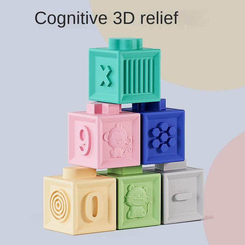 12 Stücke Baby Kinder Weiche Kunststoffblöcke Buntes Puzzle Können Kauen Silikonblöcke Baustein Frühe Bildung Puzzle Touch Spielzeug