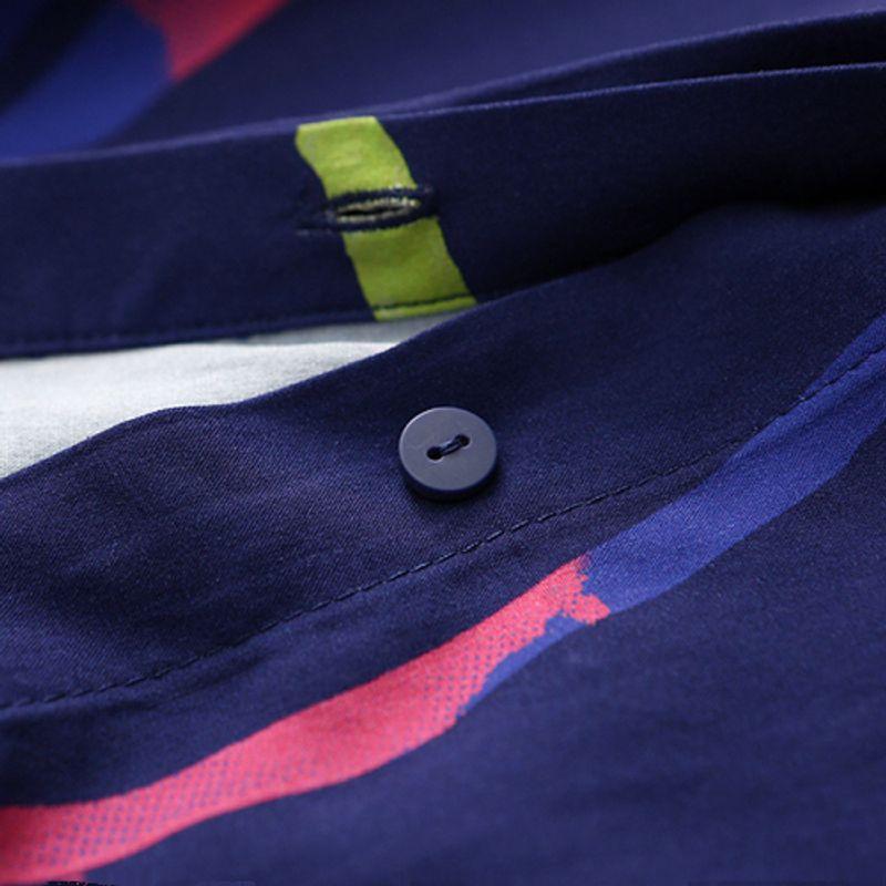 Foreign Trade Export Print Loose Cotton Silk Dress Summer Thin Short Sleeve Artificial Cotton Shirt Dress Plus Size Women Clothing