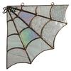 Unique Halloween Door Decor Spiderweb Topper Acrylic Gothic Sun Catcher with Hanging Gem Spiders Stained Glass Spider Web Rainbow Window And