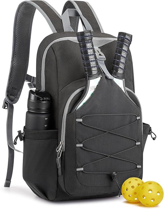 Pickleball Backpack, Large Capacity Tennis Racket Bag with Padded Straps & Reflective Strip, Multi-Pockets Sports Backpack