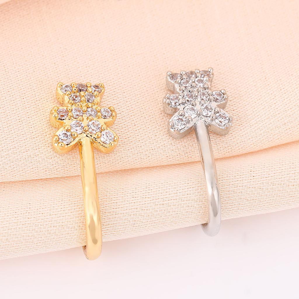 Delicate Cartoon Cute Bear Nose Clip Cute Simple Bear Shape No Piercing Nose Ring Versatile Zircon Nose Stud