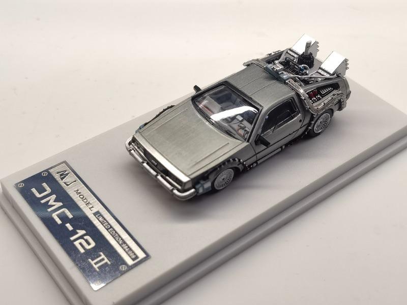 MJ 1/64 Legierung Zurück in die Zukunft Zeitmaschine DMC-12 Diecast Modellauto Klassisches Metall Präzisionsfahrzeug Sammlung Display Geschenk