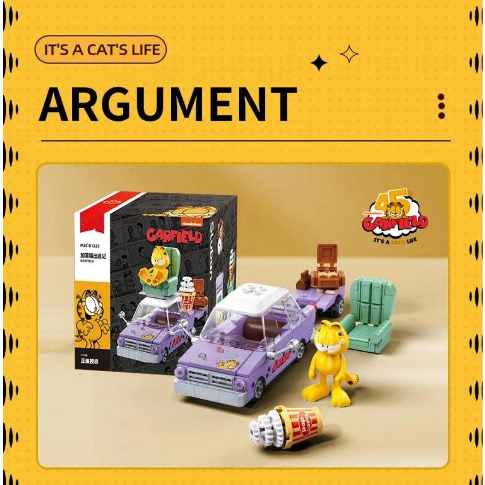 

Garfield Car Building Blocks City Magic Cartoon Cat Anime Figures Collection Dispaly Model DIY Bricks Toys For Kid Birthday Gift