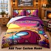 Among Us Custom Name 3Pcs Bedding Set 1 Bed Sheet 2 Pillowcases Bedroom Home Decor