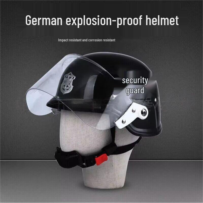 JIANGJUN German-Style PC Anti-Riot Helmet with Face Mask One Size