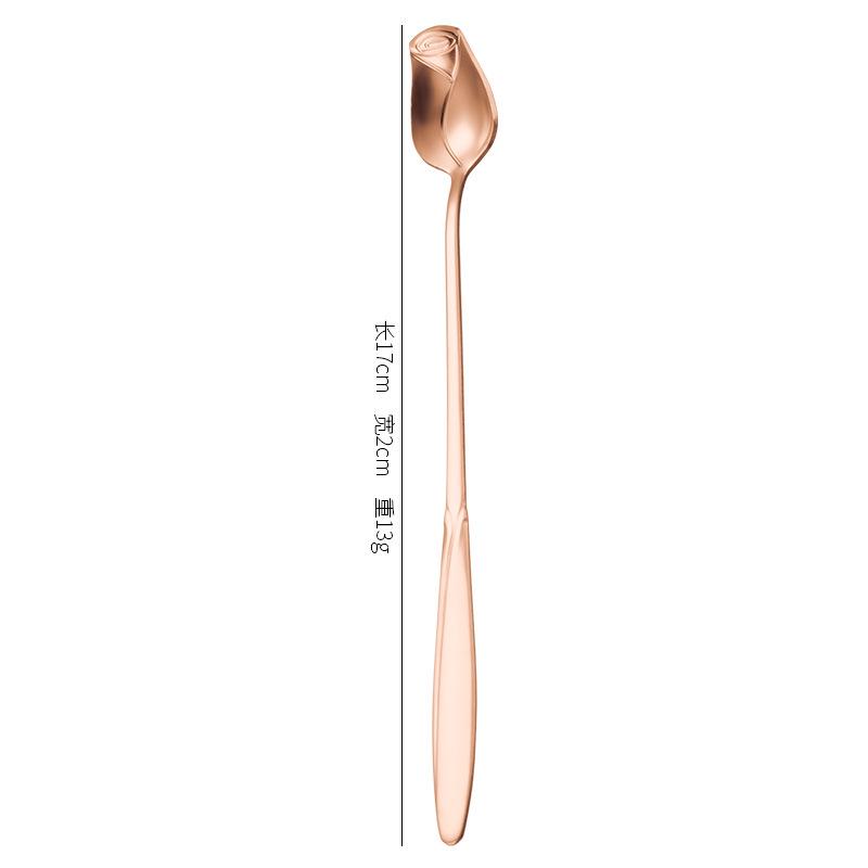 Stainless Steel Rose Flower Long Handle Coffee & Teaspoon