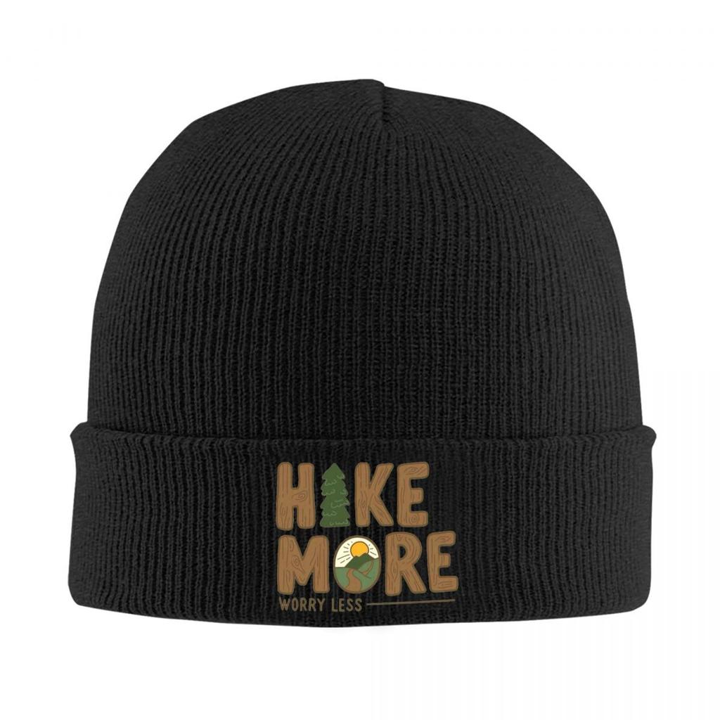 Hiker Hike More Worry Less Warm Knitted Cap Hip Hop Bonnet Hat Autumn Winter Outdoor Beanies Hats for Unisex Adult