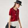 Zhaojun Women's Spring/Summer Embroidered Knit Short Sleeve Cardigan