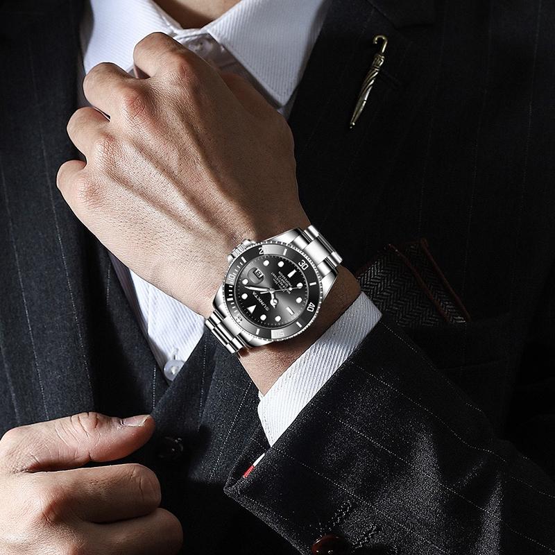 SUNKTA Fashion Luxury Wristwatch Retro Auto Date Casual Sports Classic Stainless Steel Band Life Waterproof Quartz Watches Male