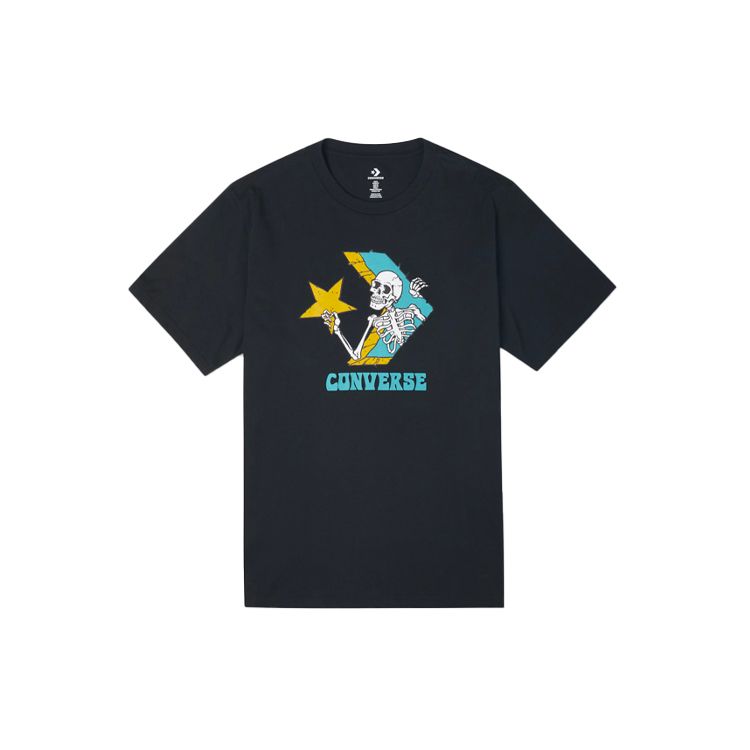 

Converse Rock Skull Cartoon Print Вязаная футболка с круглым вырезом с короткими рукавами Мужские топы Черный 10022195-A02