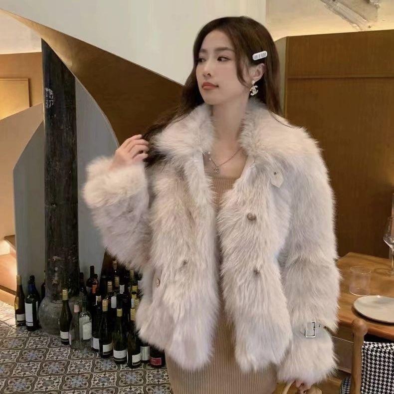 Imitation fox fur coat winter new temperament socialite small fragrant style thickened plush coat