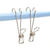 10PCS long tail stainless steel clip hanger with hook clothes drying clip spring clip long hook clip data file storage cable clip
