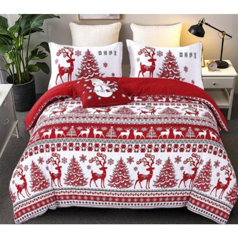 3D Digital Printing Christmas Three-Piece Set, Holiday Decoration Bedding Set