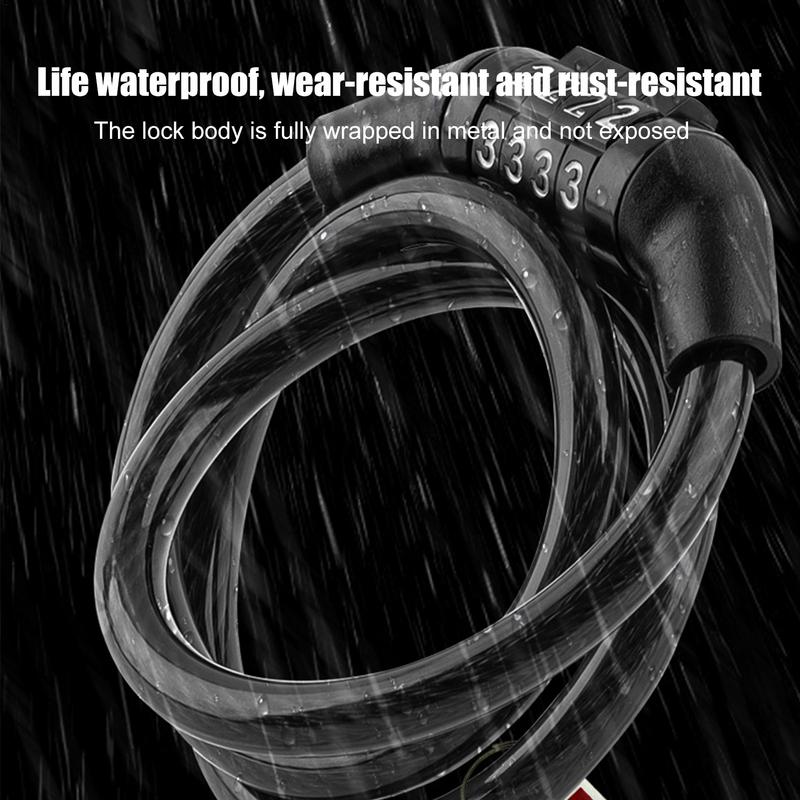 Anti-Theft Bike Lock 4 Digit Code Combination Stainless Steel Cable Bicycle Security Lock Equipment Bicycle Cable Chain Lock