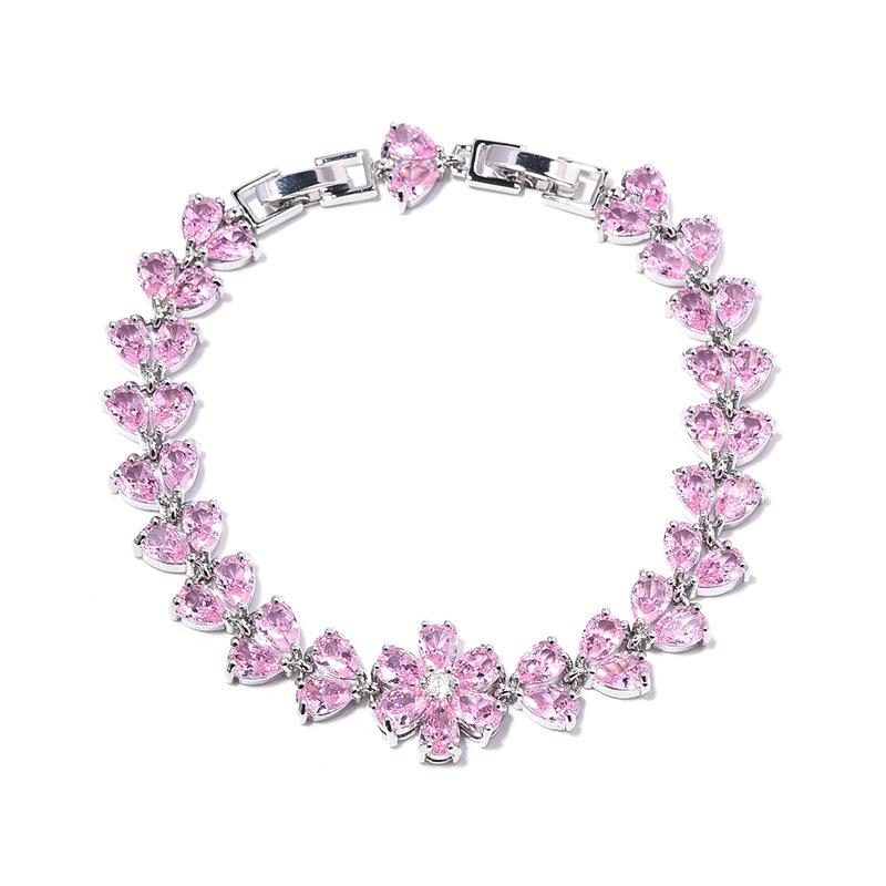 Temperament Joker Flower Jewelry Girls Fresh Colorful Copper Inlaid AAA Zircon Bracelet