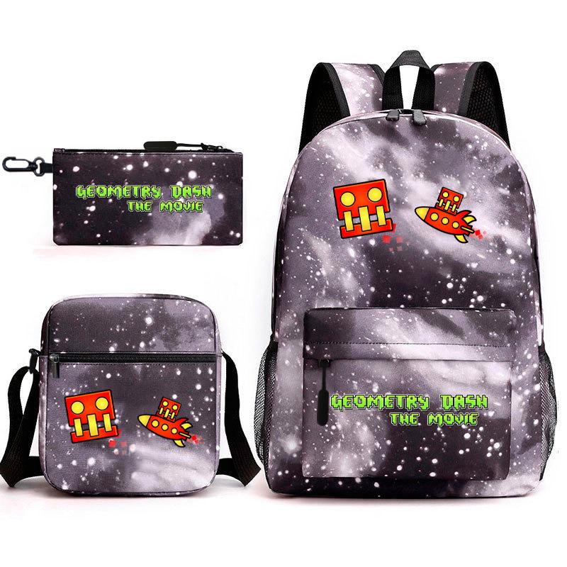 Geometry sprint game backpack geometry dash heat transfer backpack elementary school bag leisure bag