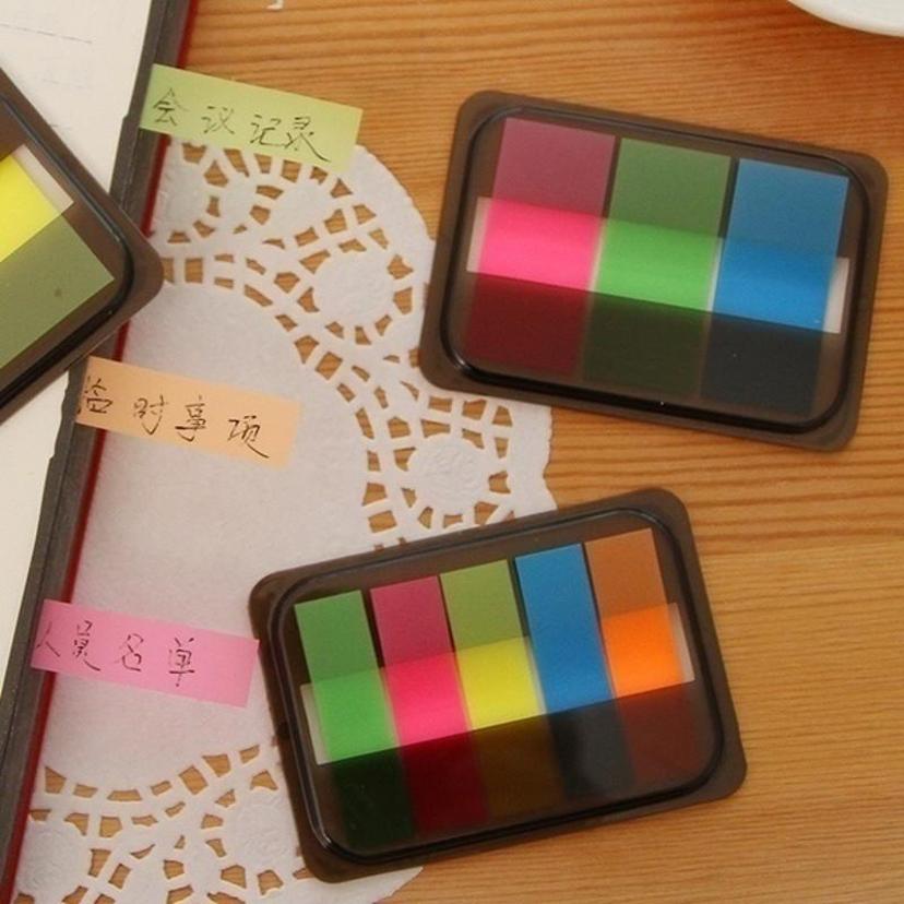 1 Set Fashion Fluorescent Sticker Marker Memo Flags Index Pad Paper Tab Sticky Notes