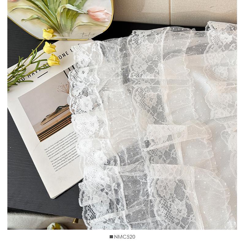 Women's Autumn 2025 A-line French Ruffled Lace Pleated Skirt
