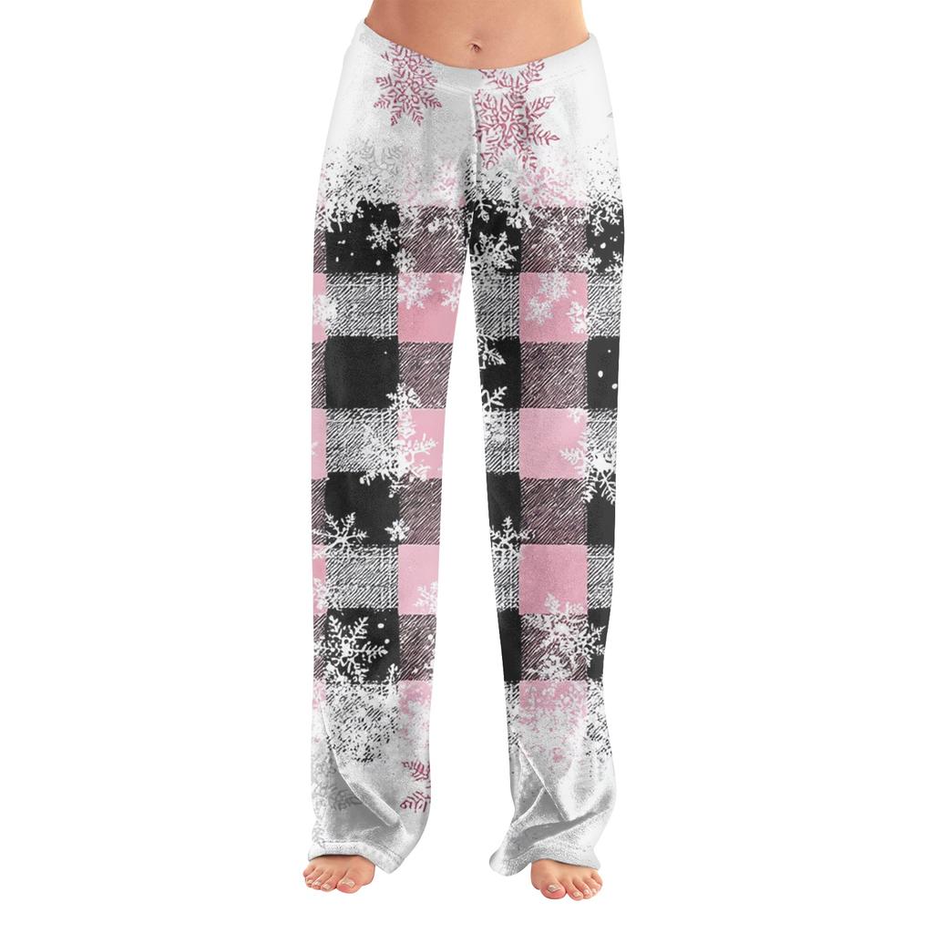 Women's Christmas Print Casual Pants with Pockets and Cuffed for Holiday