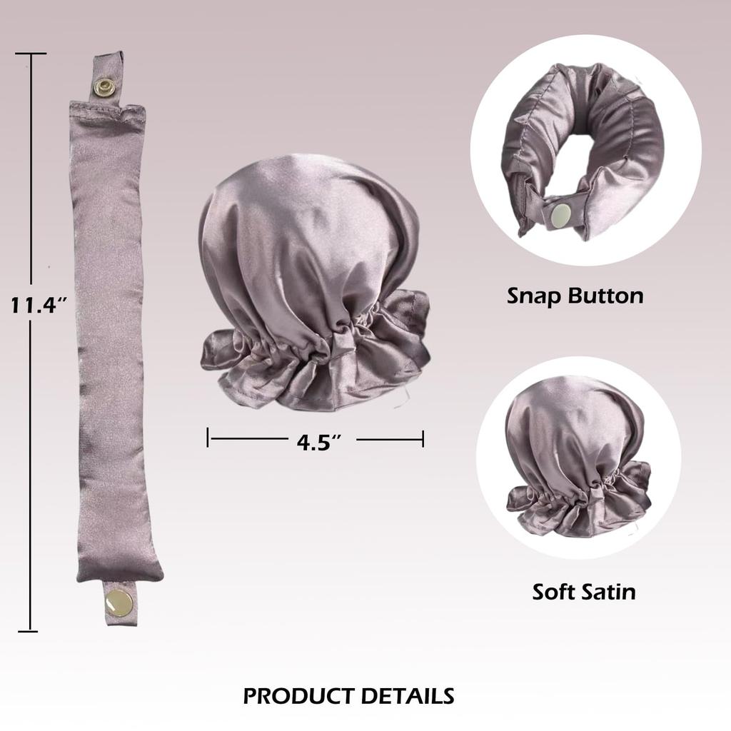 Satin Heatless Hair Curlers To Sleep In, No Heat Hair Curling Curls Overnight for Medium Long Hair Big Wavy Curly Hair(2 Sets/4 PCS) (Purple)