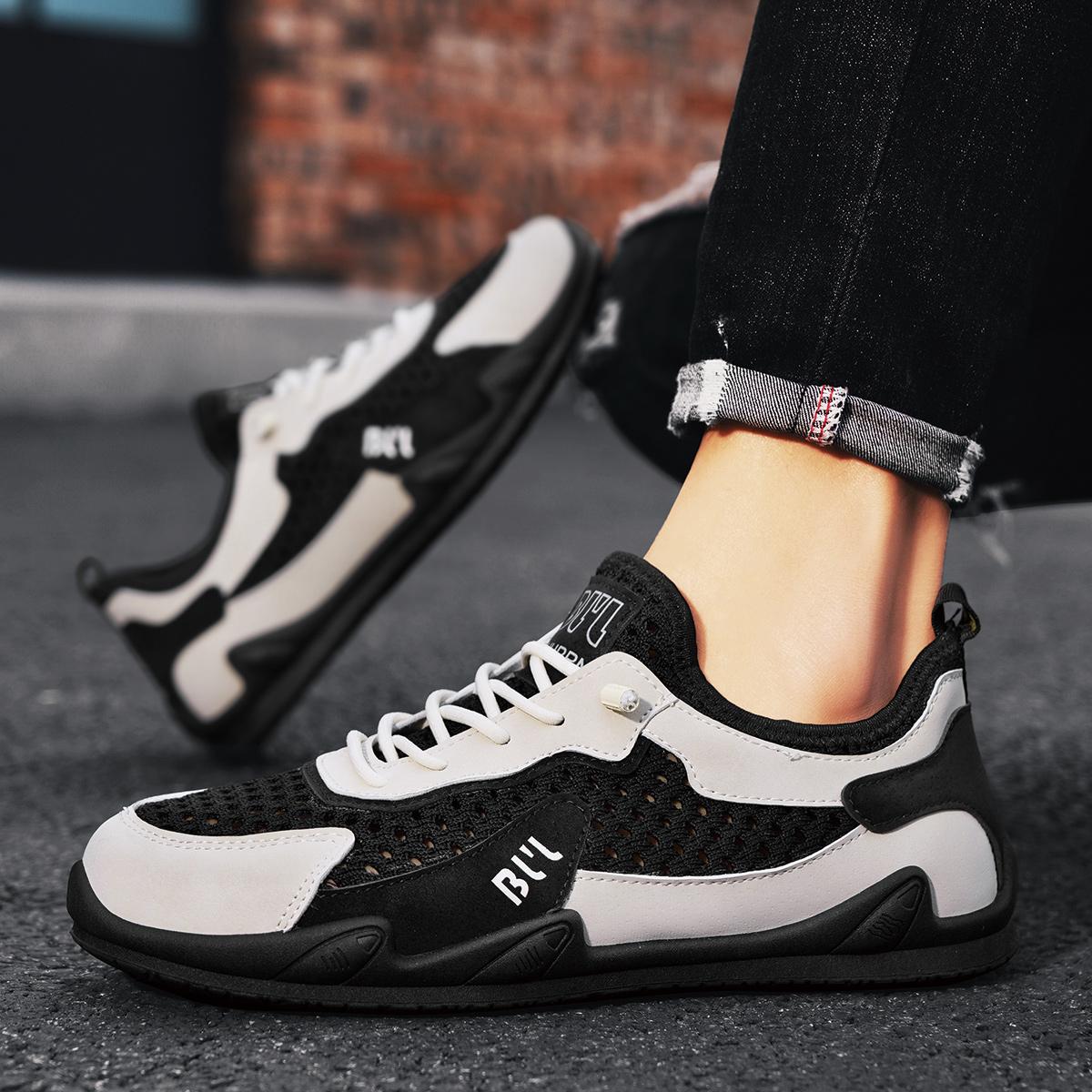 Дышащие мужские сетчатые полые кроссовки для летней повседневной одежды 44 хаки — фото 18