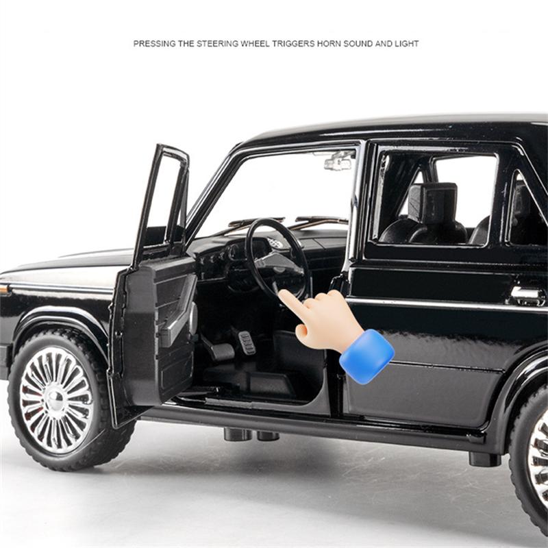 1/18 LADA 2107 Legierung Klassisches Auto Modell Druckguss Metall Retro Fahrzeug Auto Modell Simulation Ton und Licht Sammlung Kinderspielzeug Geschenk