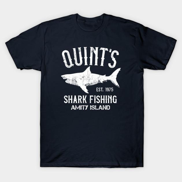 

Men Black Print T-shirt Quint S Shark Fishing - Amity Island 1975 Vintage T-Shirt No-Cut Transfer Paper Print Cotton Tshirt 3XL Темно-синій