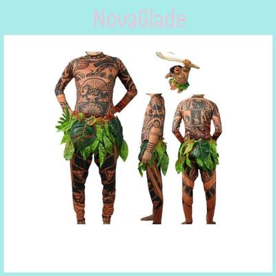 Fun And Stylish Halloween Adult Mens Moana Maui Tattoo T Shirt Pants Cosplay Costume
