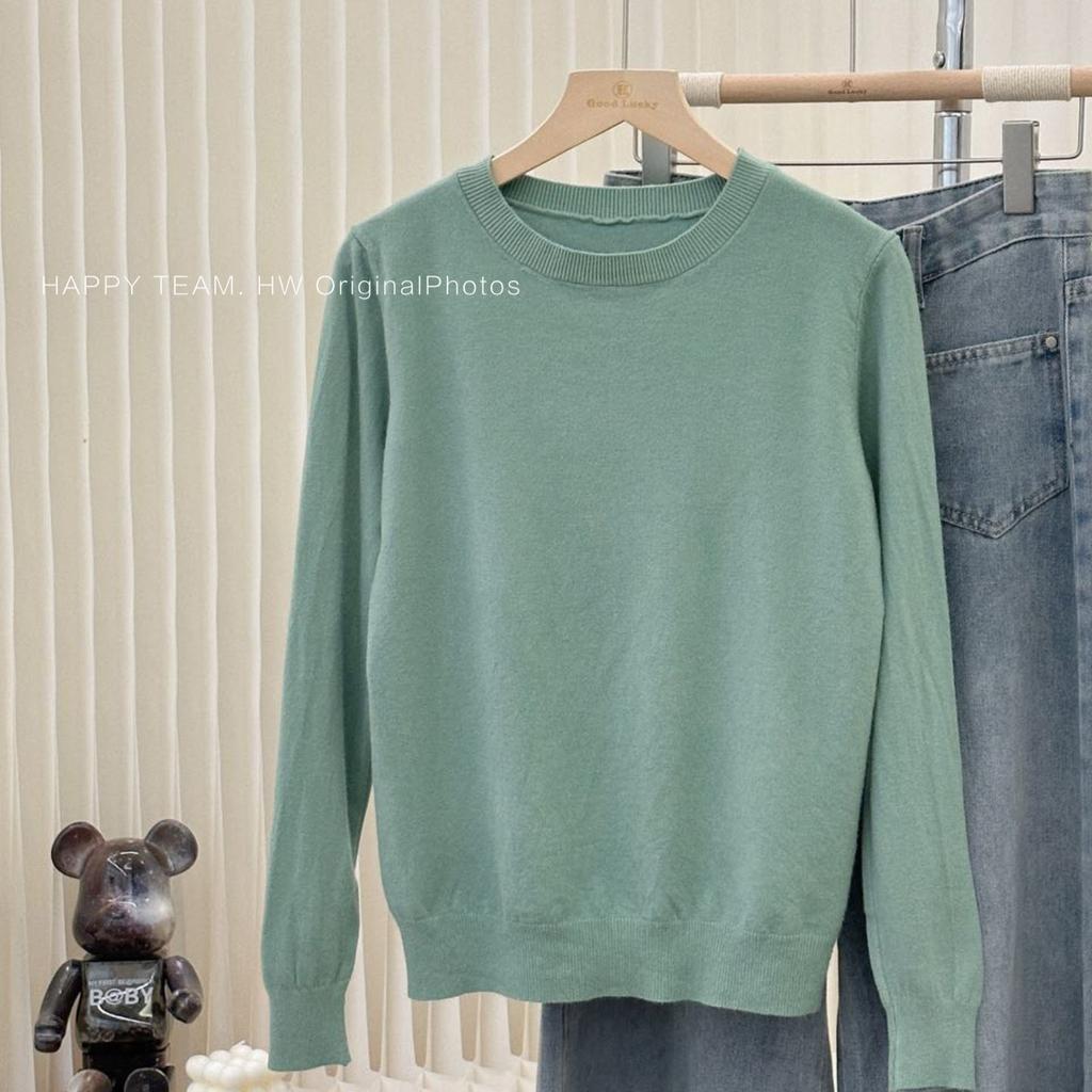 Ladies' Round-neck Pullover Slim Solid Color Sweater Versatile Long-sleeved Casual Knitted Sweater