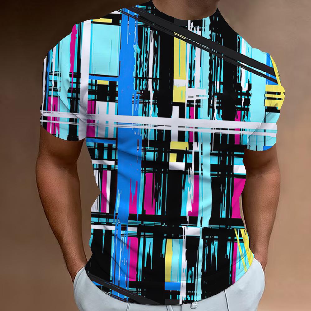 

Модные футболки для мужчин с 3D-принтом, цветные линии, уличные дизайнерские футболки с короткими рукавами, свободные футболки больших размеров, повседневные топы 6XL