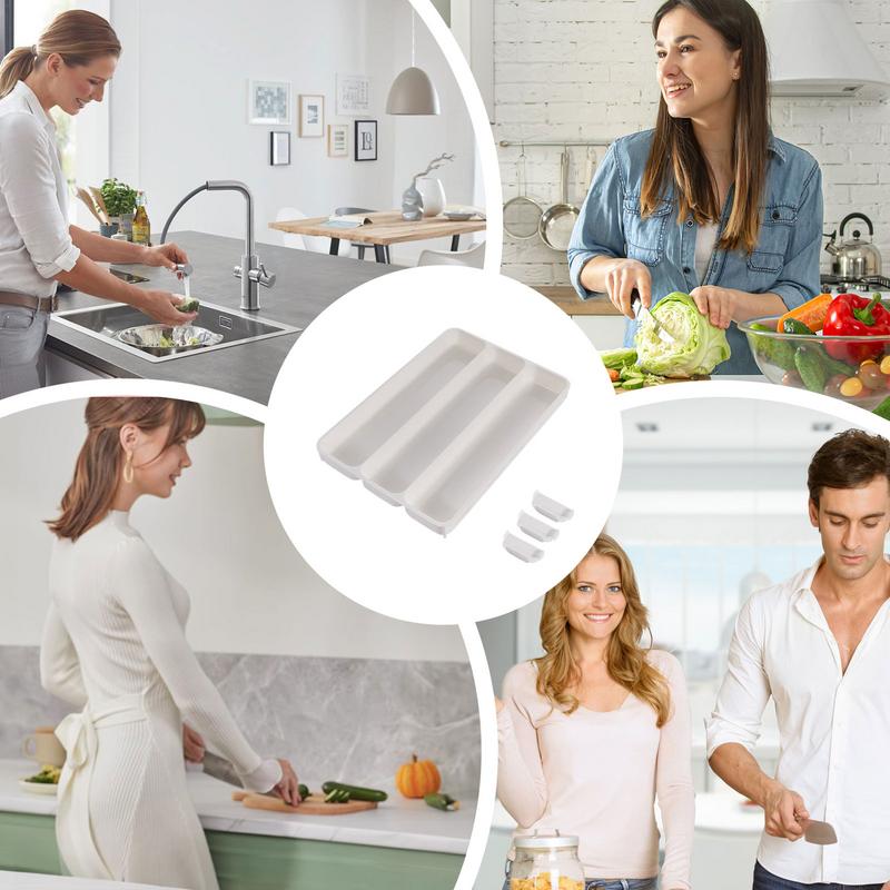 Drawer Cutlery Tray Kitchen Drawer Tray Home Organization Adjustable Compartments Multi-Purpose For Flatware Cutlery