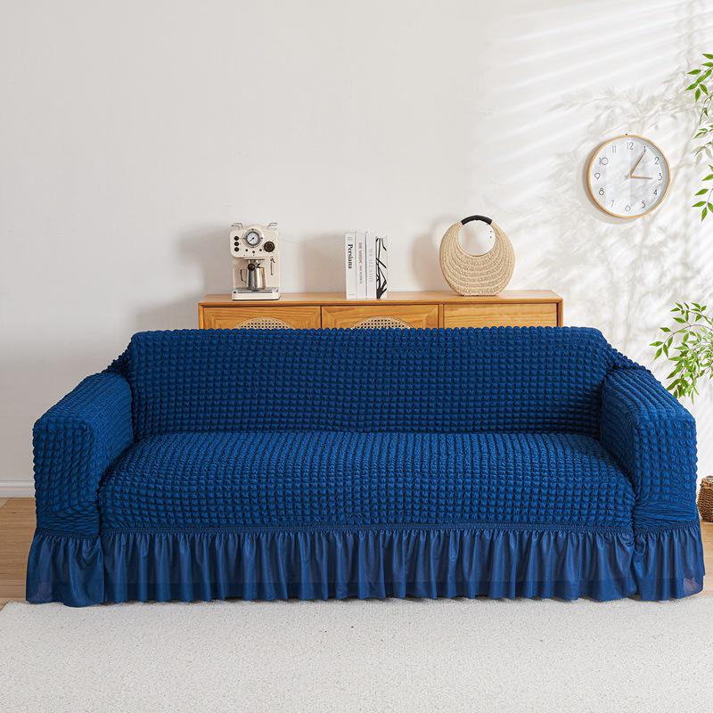 Four Seasons Wind Bubble Gauze Sofa Skirt, Thick & Fully Wrapped, High-End Elastic Cover for Lazy Person