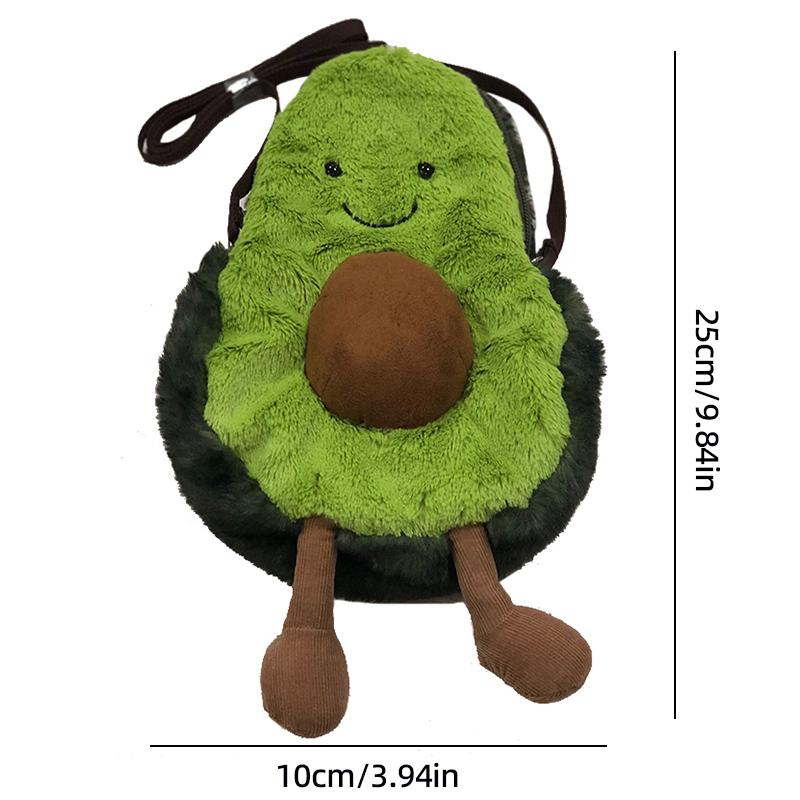 SCIONE Fun Avocado Crossbody Bag Cute Fashion Fruit Plush Soft Shoulder Bag Fashion Personality Messenger Bag
