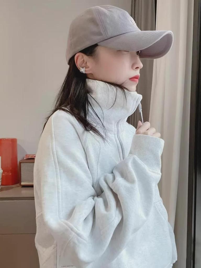 Sweter damski Lulu z półgolfem: Codzienny plus aksamitny pulower jesienno-zimowy z półzamkiem.