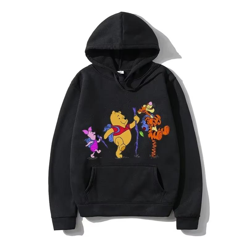 Disney Winnie The Pooh Anime Printed Hoodie Autumn Women's Long Sleeve Harajuku Top Y2k Men's Sweatshirt Streetwear Pullover
