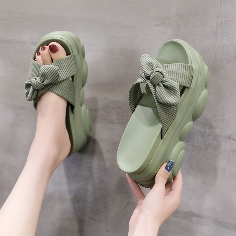 Fashion Women's Slippers And Ladies Sandals Outside Kawaii Shoes Heeled Cute With Bow Slides Apricot 39 New Style Fashion Luxury Stylish