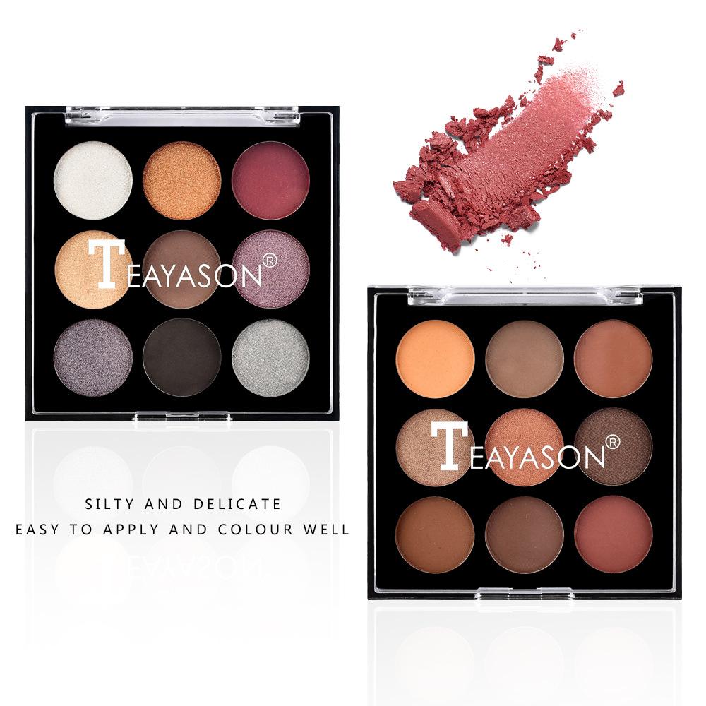 TEAYASON Płytka z cieniami do powiek 9 kolorów Highlights, płytka cieni do powiek Pearl Matto Deliner Marble Polycrite Nude