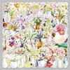 50 Hand-Painted Vase Stickers: Fresh Flower Cartoon, Waterproof & Decorative for Journals