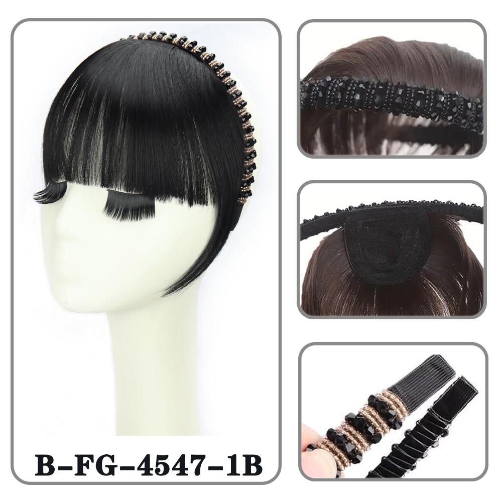 Synthetic Short Straight Clip In Bangs Wig Forehead Hair Band Bangs Filler Hair For Women Daily Easy To Wear